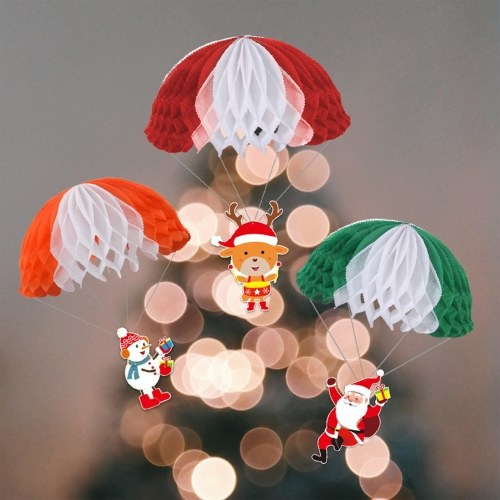 3PCS Christmas Hanging Decoration Snowman Elk Santa Claus Parachute Shaped Christmas Party Supplies