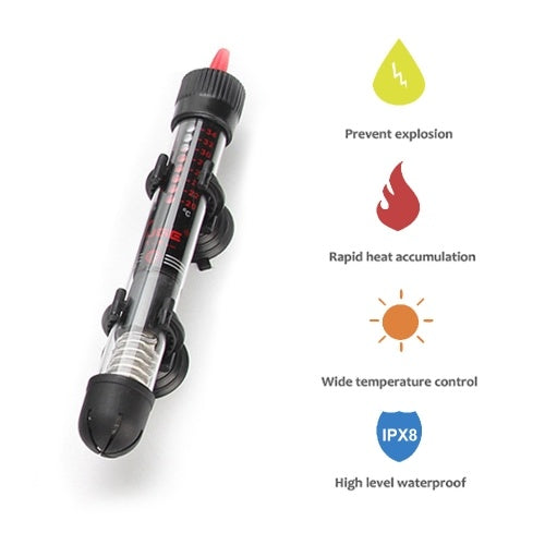 Aquarium Heater Submersible Auto Thermostat Heater Fish Tank Water Heater 25W Adjustable Temperature with Suction Cups