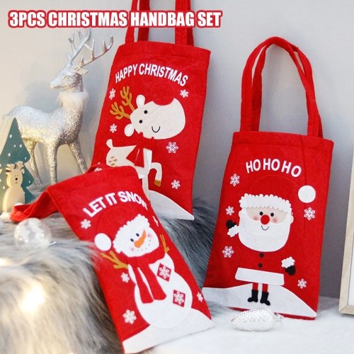 3pcs Christmas Gift Bags with Handles Reusable Grocery Bags