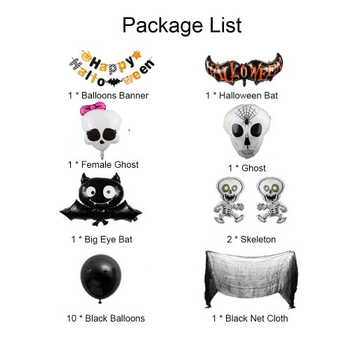 18PCs Halloween Balloons Banner Kit