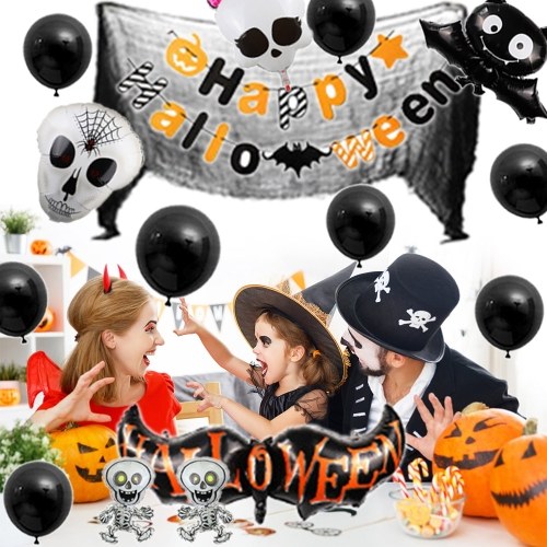 18PCs Halloween Balloons Banner Kit