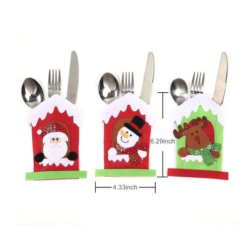 Mini Christmas Cutlery Tableware Holders Mini Santa Silverware Holders Candy Covers