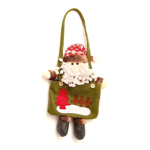 Christmas Candy Tote Bag Xmas Santa Claus Snowman Elk Pattern Reusable Tote Bags