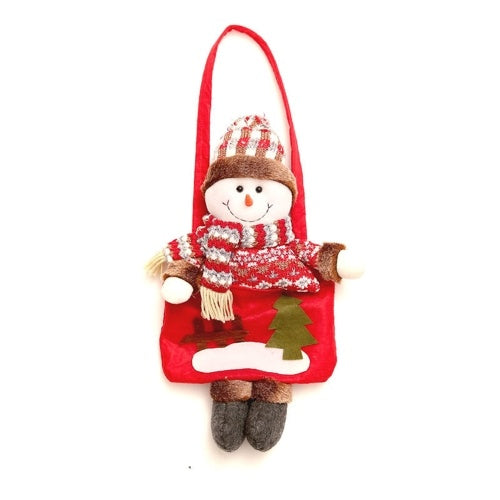 Christmas Candy Tote Bag Xmas Santa Claus Snowman Elk Pattern Reusable Tote Bags