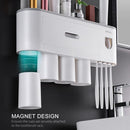 Toothbrush Rack with Toothpaste Dispenser Squeezer Magnetic Toothbrush Cup Drawer Wall Mounted