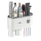 Toothbrush Rack with Toothpaste Dispenser Squeezer Magnetic Toothbrush Cup Drawer Wall Mounted