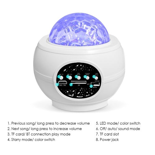 Star Projector Night Light 32 Color Effect with BT Music Player