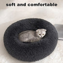 Bedding Plush Faux Fur Round Pet Dog Bed (Dark Grey,16'')