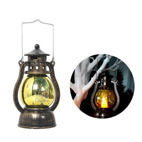 Warm Light Storm Lantern Christmas Pattern Small Led Lamp Decoration Xmas Pendant