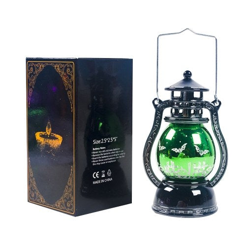 Warm Light Storm Lantern Halloween Pattern Small Led Lamp Decoration Halloween Pendant