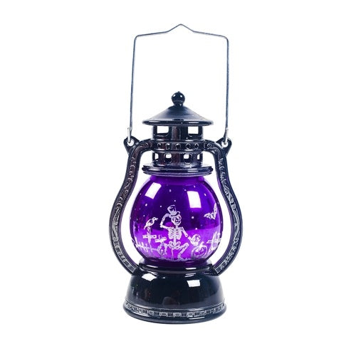 Warm Light Storm Lantern Halloween Pattern Small Led Lamp Decoration Halloween Pendant