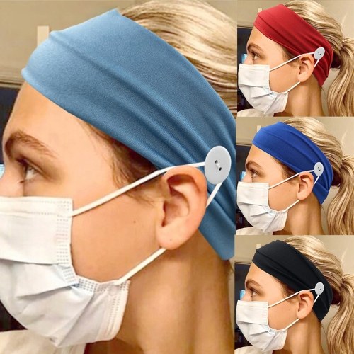 Colorful Headband with Buttons for Face Mask