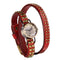 Women Lady Quartz Wrist Watch Rivet Round Wrap Strap Bracelet Genuine Cow Leather