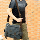 Men's Canvas Vintage Crossbody Satchel Shoulder Casual Messenger School Book Bag Black