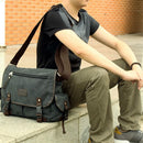 Men's Canvas Vintage Crossbody Satchel Shoulder Casual Messenger School Book Bag Black