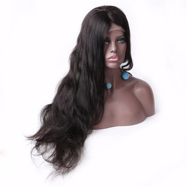 HCDiva Full Lace Human Long Hair Wigs - Black