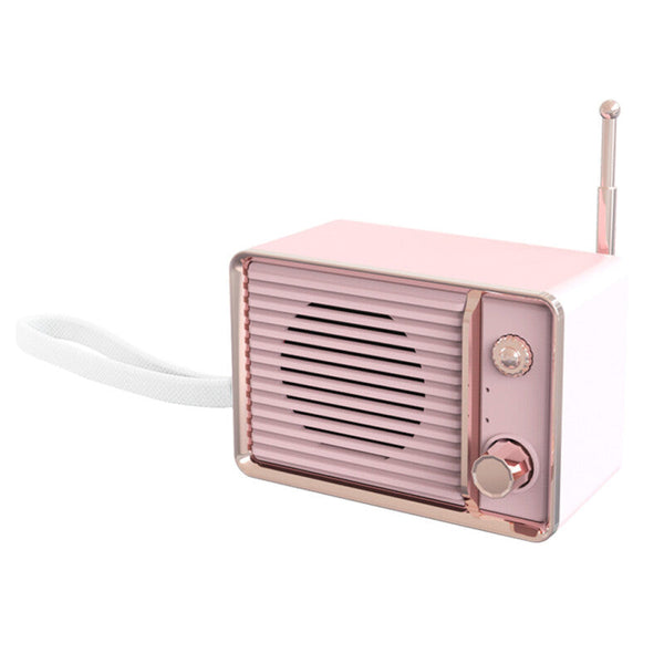 HIFI Retro Clock Portable Wireless Bluetooth Stereo - Pink