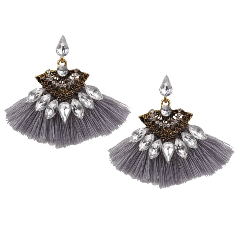 Handmade Premium Tassel Earrings - Gray