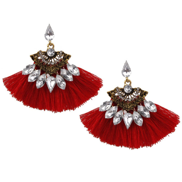 Handmade Premium Tassel Earrings - Red