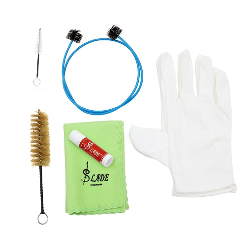 Brasswind Instrument Trumpet Trombone Tuba Horn Cleaning Set Kit Tool with Cleaning Cloth Brush Gloves