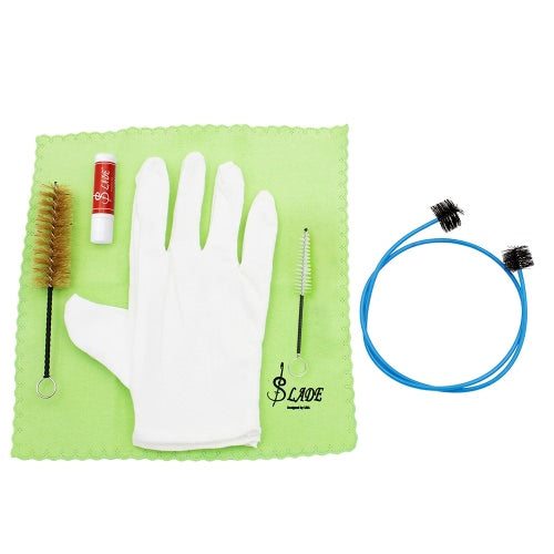 Brasswind Instrument Trumpet Trombone Tuba Horn Cleaning Set Kit Tool with Cleaning Cloth Brush Gloves