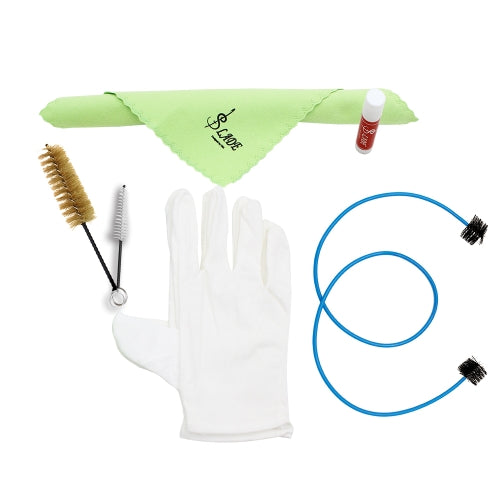 Brasswind Instrument Trumpet Trombone Tuba Horn Cleaning Set Kit Tool with Cleaning Cloth Brush Gloves