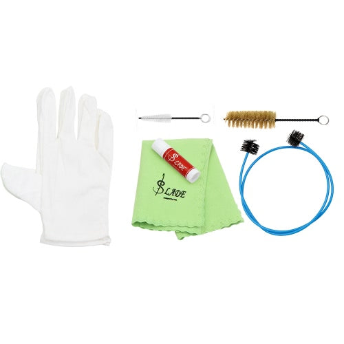 Brasswind Instrument Trumpet Trombone Tuba Horn Cleaning Set Kit Tool with Cleaning Cloth Brush Gloves