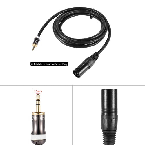 2m/ 6.6ft XLR Male to 3.5mm Plug Audio Cable Cord for Computer Mixer Mixing Console Loudspeaker