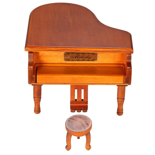 Windup Wooden Piano Musical Box Classical Melody Music Box Castle in the Sky Melody Gift for Children Girls