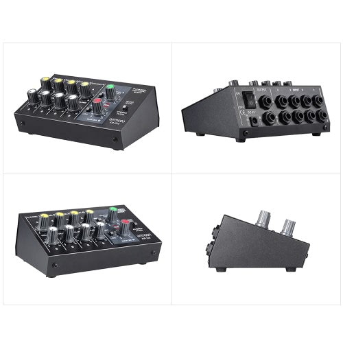 ammoon AM-228 Ultra-compact Low Noise 8 Channels Metal Mono Stereo Audio Sound Mixer with Power Adapter Cable