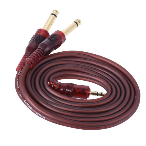 1.5m / 5ft Stereo Audio Cable Cord Wire 3.5mm 1/8" Male to Dual 6.35mm 1/4" TRS Male Plug for Computer Mixer Mixing Console