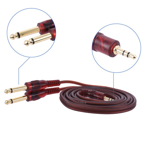 1.5m / 5ft Stereo Audio Cable Cord Wire 3.5mm 1/8" Male to Dual 6.35mm 1/4" TRS Male Plug for Computer Mixer Mixing Console