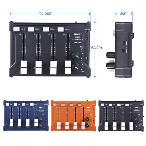 جهاز مزج الصوت الاحترافي الصغير ذو 4 قنوات ستيريو أحادية الصوت DJ مزود بمنفذ USB يعمل بتقنية BT لتوصيل الهاتف المحمول باللون البرتقالي