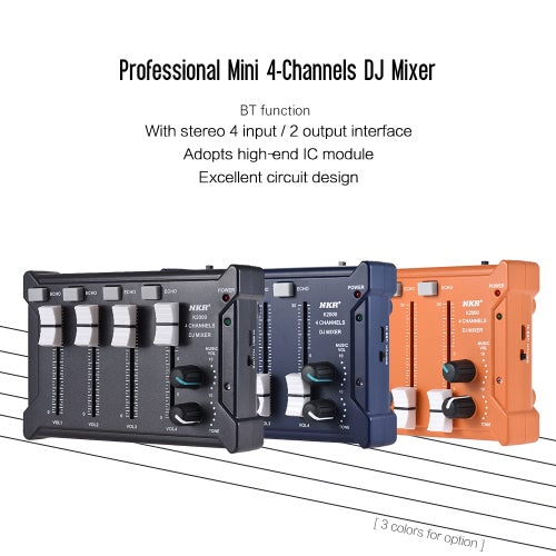 Professional Mini Pocket 4-Channel mono Stereo Audio DJ Sound Mixer USB Powered BT Connecting Mobile Phone Orange