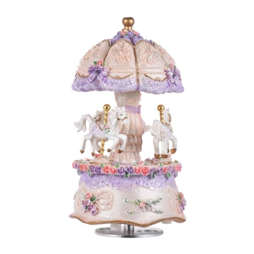 Luxury Dream 3-Horse Rotating Carousel Merry-go-round Windup Music Box