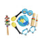 10pcs/set Musical Toys Percussion Instruments Band Rhythm Kit Including Tambourine Maracas Castanets Handbells Wooden Guiro for Kids Children Toddlers