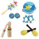 10pcs/set Musical Toys Percussion Instruments Band Rhythm Kit Including Tambourine Maracas Castanets Handbells Wooden Guiro for Kids Children Toddlers