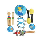 10pcs/set Musical Toys Percussion Instruments Band Rhythm Kit Including Tambourine Maracas Castanets Handbells Wooden Guiro for Kids Children Toddlers