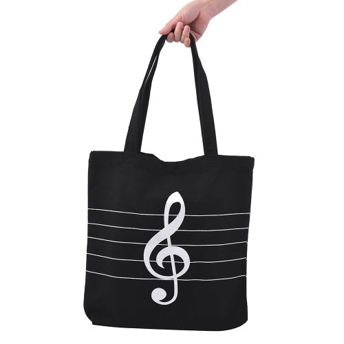 Washable Canvas Handbag Music Tote Shoulder Grocery Shopping Bag