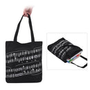 Washable Cotton Cloth Handbag Music Tote Shoulder Grocery Shopping Bag with Magnetic Button Musical Notation Pattern