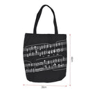 Washable Cotton Cloth Handbag Music Tote Shoulder Grocery Shopping Bag with Magnetic Button Musical Notation Pattern