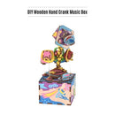 Wooden Hand Crank Music Box DIY Set Cartoon Airship Design Christmas Birthday Musical Gift Festival Presents for Friends Lovers