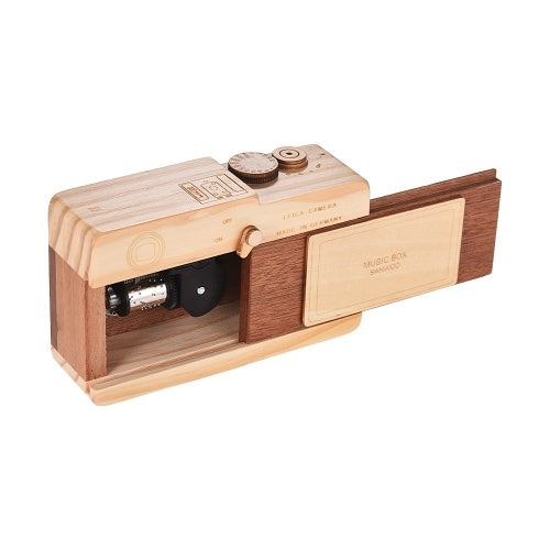 Wooden Music Box Retro Camera Design Classical Melody Birthday Christmas Festival Musical Gifts Home Office Decoration Crafts