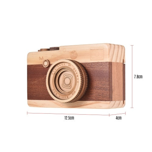 Wooden Music Box Retro Camera Design Classical Melody Birthday Christmas Festival Musical Gifts Home Office Decoration Crafts