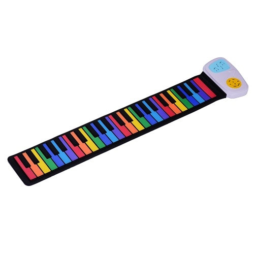 49 Keys Rainbow Roll-Up Piano Electronic Keyboard Colorful Silicon Keys Built-in Speaker Musical Education Toy for Children Kids