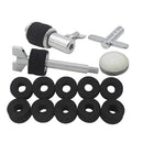 Drum Set Accessories Kit Including Hi-Hat Clutch + Wool Felt Pad for Bass Drum Pedal Beater + 10pcs Cymbal Felt Washers + Cymbal Stacker + Drum Key