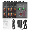 Muslady M-228A Compact Size 8-channel Mono/Stereo Audio Sound Mixer with Reverberation Function 60Hz Frequency Cutting