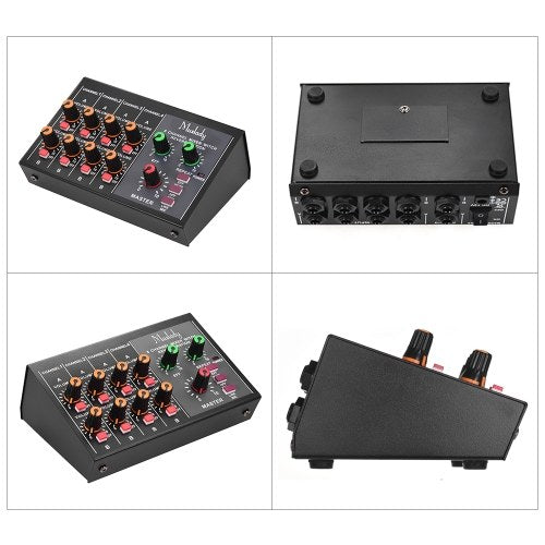 Muslady M-228A Compact Size 8-channel Mono/Stereo Audio Sound Mixer with Reverberation Function 60Hz Frequency Cutting