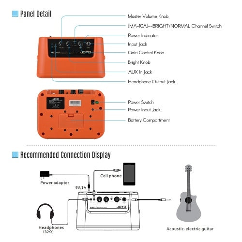 JOYO MA-10A  Mini Portable Acoustic Guitar Amplifier Speaker