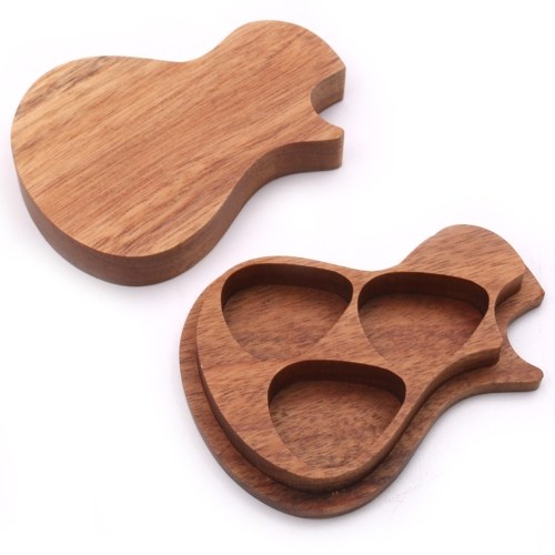 3 Pcs Wooden Guitar Picks with Case Wood Picks for Acoustic Electric Guitars Bass Ukulele Musical Instrument Tool